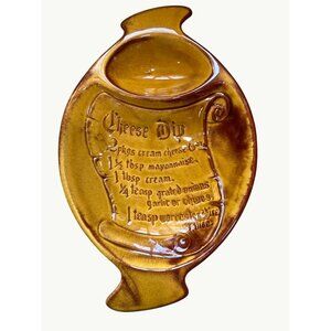 Vintage Caliente USA Cheese Dip Recipe Plate 8.5 inches Brown